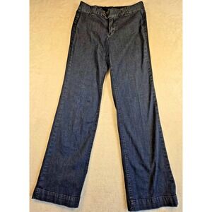 Worn Jeans Dark Wash Wide Leg Denim Trousers Womens Size 10 Indigo Stretch